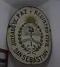 Cartel de juzgado de paz y registro civil de San Sebastián conservado en el Museo Marítimo y del Presidio de Ushuaia