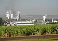 Paisaje industrial en Brasil (fábrica de etanol y azúcar en Pradópolis).