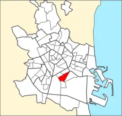 Localización del barrio en Valencia.