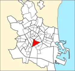 Localización del barrio dentro de Valencia.