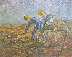 Vincent van Gogh Deux fermiers bêchant la terre (d'après Millet) (1889)