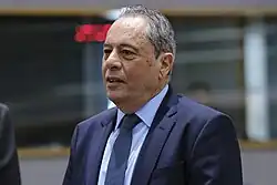 Vasilis Palmas, miembro de DIKO, exportavoz del gobierno (2007-2008), viceministro del presidente (2017-2022), y ministro de Defensa desde 2024.