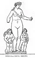 Venus asistida por cupidos.