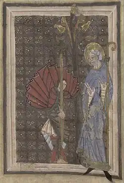 Santo Omer hace plantar una cruz a Journy ; Vida de Santo Omer ; siglo XI, Capítulo de la Catedral ; Ms 698. Biblioteca municipal de santo-Omer.