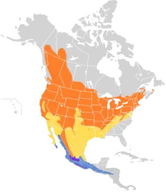 Distribución geográfica del vireo gorjeador.