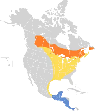 Distribución geográfica del vireo de Filadelfia