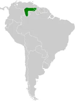 Distribución geográfica del verdillo de tepuí.