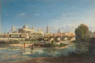 Vista de Lima con el Río Rímac y la catedral, 1865