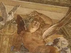 Detalle de un fresco en los jardines.