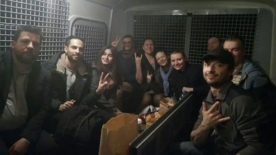 Participantes detenidos en Moscú. Primero por la izda. es Leonid Vólkov, 26 marzo 2017