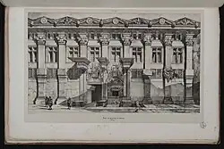 Hôtel de Clary: dibujo de 1833 que muestra el estado de finalización de la fachada en esa fecha.