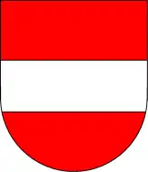 Escudo de la antigua dinastía austríaca Babenberg, hoy parte del escudo de Austria; data al menos del siglo XIII.