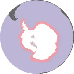 alt=Distribución de la foca de Weddell      Agua     Área     Hielo