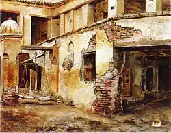 Courtyard in Morroco, de Edwin Lord Weeks (pintura orientalista sobre un "patio" en Marruecos).