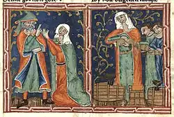 Eliseo y la viuda en las Crónicas de Praga, 1350-1375.[9]​