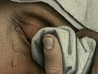 Detalle de Descendimiento de la cruz, de Rogier van der Weyden, ca. 1435.