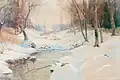 Winter by Leonard Ochtman, 1897, watercolor