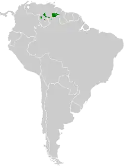 Distribución geográfica del saltarín oliváceo.