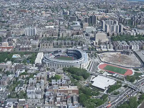 Vista aérea del Yankee Stadium en El Bronx