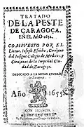 Publicación sobre la peste de Zaragoza impresa por Diego de Zabala en 1654, en el año en que tomó posesión del negocio