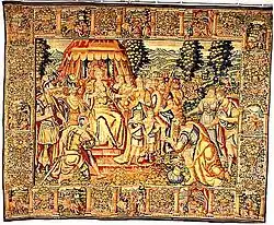 Tapiz titulado "Zenobia sentencia a muerte a Meonio, el asesino de su marido Septimio Odenato", de finales del siglo XVI