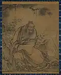 Una pintura del siglo XVI que representa a Zhong Kui sentado.