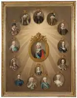 Retratos 15 personas del árbol genealógico de Gustav I – Gustav IV Adolf